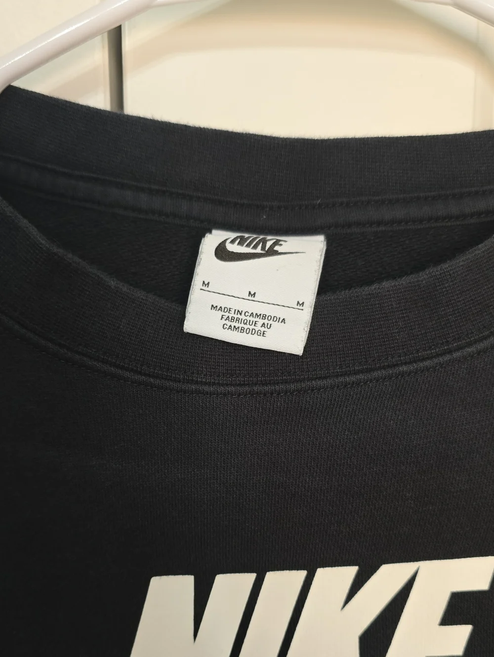Nike Women's Black Crewneck Sweatshirt with White Logo
